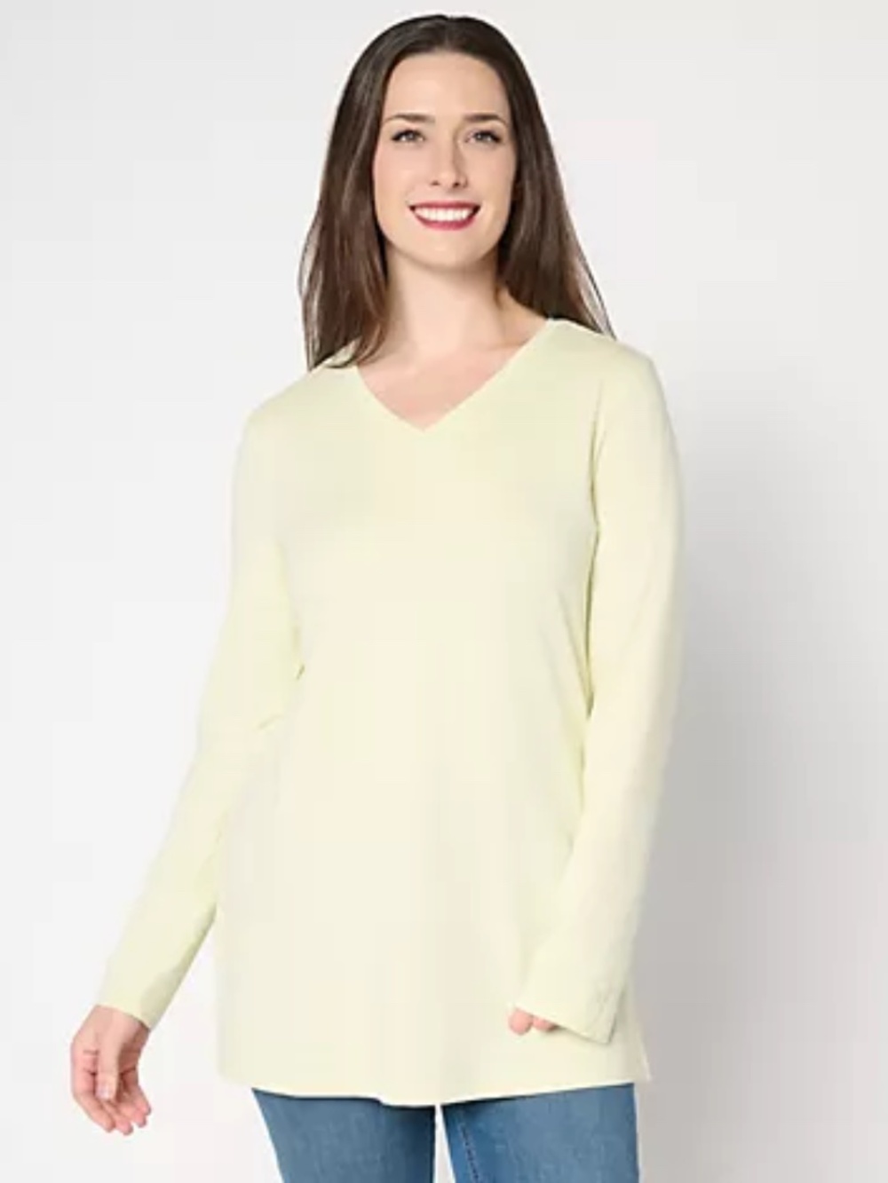 Denim & Co. Essentials Favorite Jersey V-Neck Tunic, Sz XL a712614